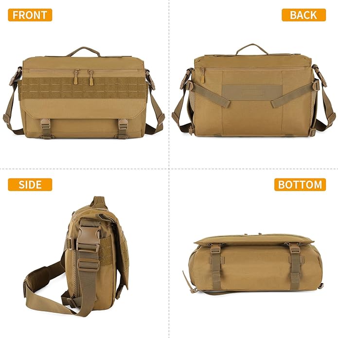 HUNTVP Messenger Bag Tactical Messenger Bag Men Canvas Shoulder Crossbody Military Laptop Bag for Work Outdoor Camping Hiking