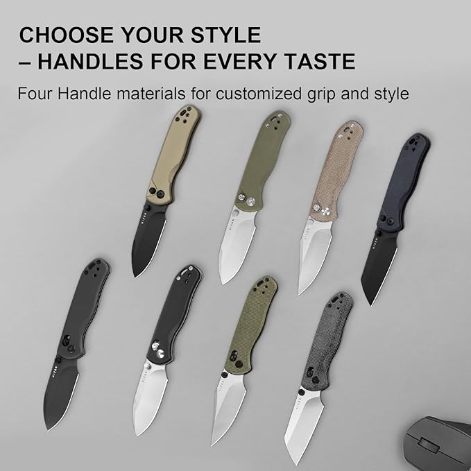 Kizer Drop Bear 2 Pocket Knife 2.92 AEB-L Drop Point Blade Folding Knife with Olive Green G10 Handle Button Liner Lock EDC Knives with Jimping on Spine for Men Women V3619.2CD2