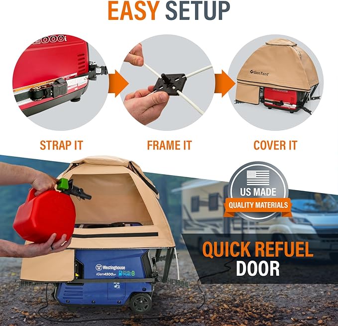 GenTent Inverter Running Cover – Generator Tent for Fully Encased Inverters (Tan Original - Standard)