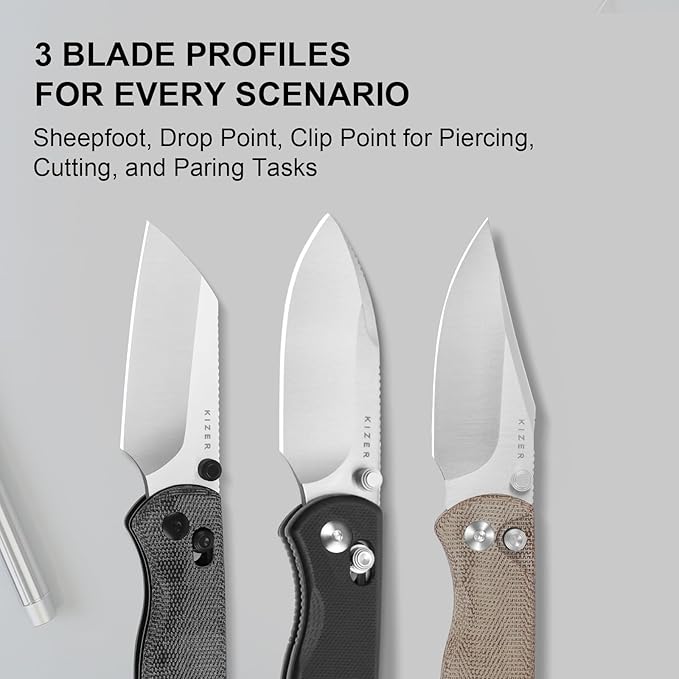 Kizer Drop Bear 2 Pocket Knife 2.84 AEB-L Drop Point Blade Folding Knife with Black G10 Handle Clutch Lock EDC Knives with Jimping on Spine for Men Women V3619.2KD1