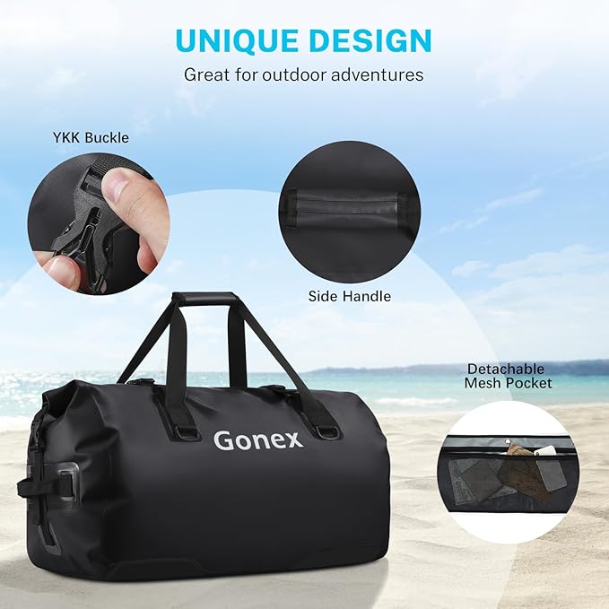 Gonex 40L 60L 80L Extra Large Waterproof Duffle Travel Dry Duffel Bag Heavy Duty Bag with Durable Straps &amp Handles for Kayaking Paddleboarding Boating Rafting Fishing