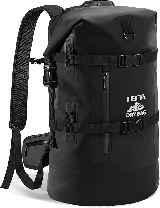 HEETA Dry Bags Waterproof Backpack 40L for Men &amp Women Roll Top Heavy Duty Cushioned Hiking Backpack for Kayaking Boating Paddle Boarding Fishing Travel Camping Beach Vacation Cruise Ship Essenti