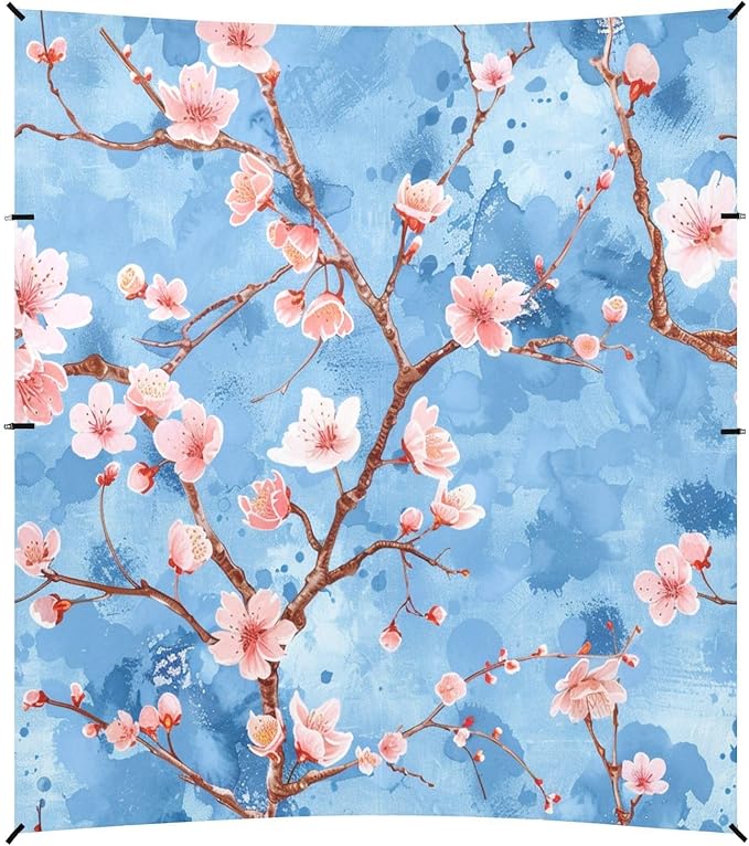ALAZA Cherry Blossom Sakura Watercolour Beach Tent Sun Shelter UPF50+ Protection Beach Shade Canopy w/ 4 Sandbags for Outdoor Camping Fishing Backyard Fun Picnic 10x9 ft