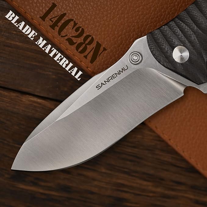 SANRENMU 1006 NEW Pocket Folding Knife 14C28N Blade Flipper Ball Bearing Outdoor Camping Survival Tool EDC (Black)