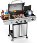 Electactic 3-Burner Propane Gas BBQ Grill with Side BurnerStainless Steel Grill with Porcelain-Enameled Grates37000 BTU Barbecue Grill Suitable for Outdoor CookingCampingPatio Backyard