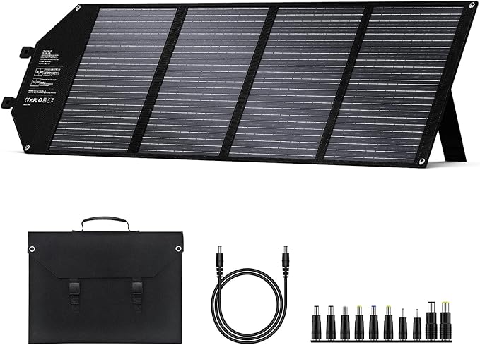 100W Portable Solar Panel for Power Station Generator iPhone Galaxy Tablets Foldable Solar Charger with USB QC 3.0/USB C/18V DC IPX4 Waterproof Solar Panels for Camping Outdoor Van RV Trip