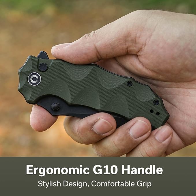 CIVIVI Natterjack Pocket Folding Knife 3.19 14C28N Blade G10 Handle with Reversible Clip Thumb Stud &amp Flipper Opener Knife for Camping Hiking EDC C24028-1 (OD Green)