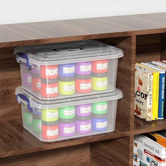 8 Quart Plastic Latching Boxes with Handles Clear Storage Tote with Lids 2 Packs