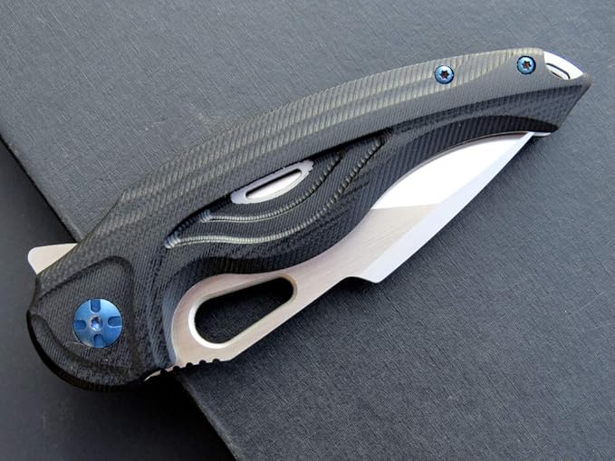 Eafengrow EF936 Pocket KnifeG10 Handle D2 Steel Blade Knife with Ball Bearing Safe Open Flipper Knife Liner Lock Tactical Tool Knives for Camping Survival Hiking (black)