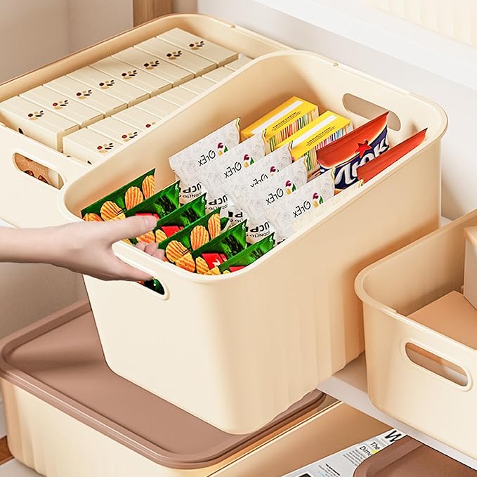 6 Pack Plastic Storage Bins Containers with Lids Sensory Bin with Handle  Craft Snacks Storage Organizing Container for Home Office and School Supplies Stackable Durable Multi-Purpose Box/Bin