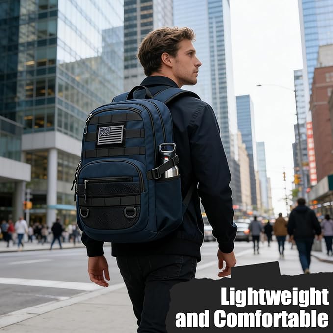 25L Military Tactical Backpack - Molle Army 3 Days Assault Pack Out Bag Hiking Rucksack Blue