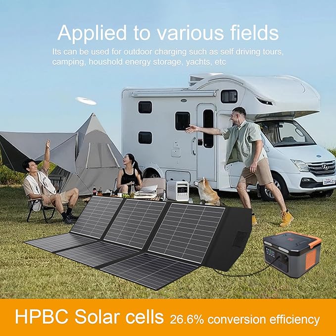 EYONGPV 600W Portable Solar Panel 26% HPBC Cells Foldable Solar Charger 15ft (4.5m) Cable 30A Anderson Output IP65 Waterproof for RV Camping for EcoFlow Anker Jackery Bluetti Power Station