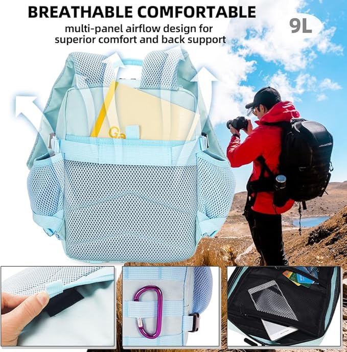 9L Mini Tactical Backpack for Men and Women Tactical Backpack Small for Hiking Small Tactical Bag（Light Blue）