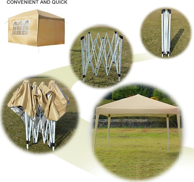 10'x10' Right-Angle Waterproof Outdoor Party Canopy Folding Tent with 2 Doors4 Sidewalls and 2 WindowsGazebo SunWall for Backyard BBQ Picnics Patio Garden Camping