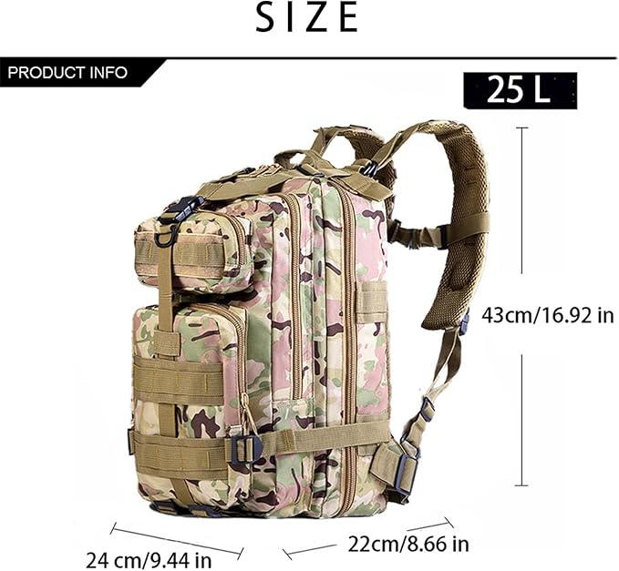 30L Waterproof Military Tactical Backpack Assault Bag Hiking Backpack MOLLE Outdoors Camping Trekking Rucksack - Camouflage