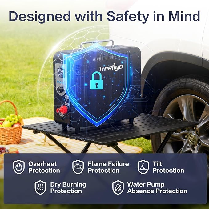 Treeligo 40900BTU Portable Propane Water Heater for CampingInstant Hot Water Heaters with Minimalist Style &amp 4500mAh Battery for Outdoor Showering and Cleaning on RV Trips Hiking Fishing