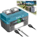 Ecarke 550W Portable Power Inverter Compatible with Makita 18V Battery DC 18V to AC 110V Pure Sine Wave Power Station 2 AC Outlets2 USB-A&amp1 USB-C 20W 600LM LED Outdoor Emergency Use(No Battery)