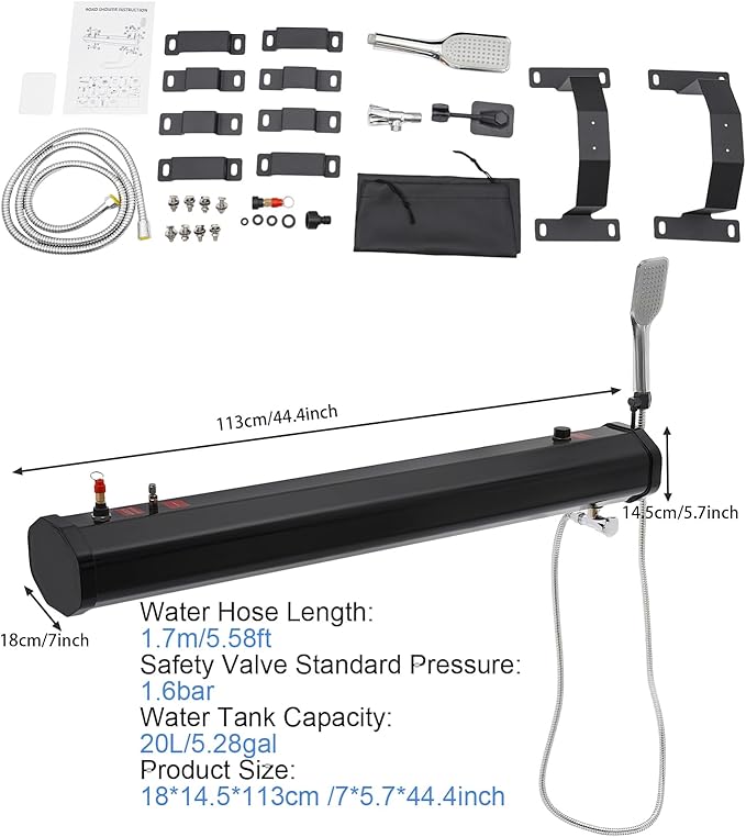 5.28 Gallon Upgraded Pressurized Water Tank for Camping Shower Off Road Shower for Overlanding Portable Water Storage Mount on BumperRoof Rack Mount for VehiclesTrucksSUV