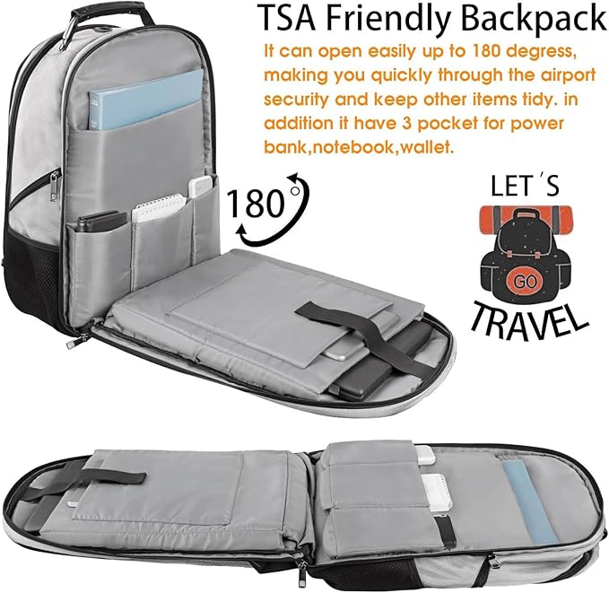 LTINVECK Extra Large 50L Travel Laptop Backpack Computer bag Backbag TSA Friendly Durable Big RFID Heavy Duty Business Tech Backpack Fits 17 Inch Laptops for Men Women Grey