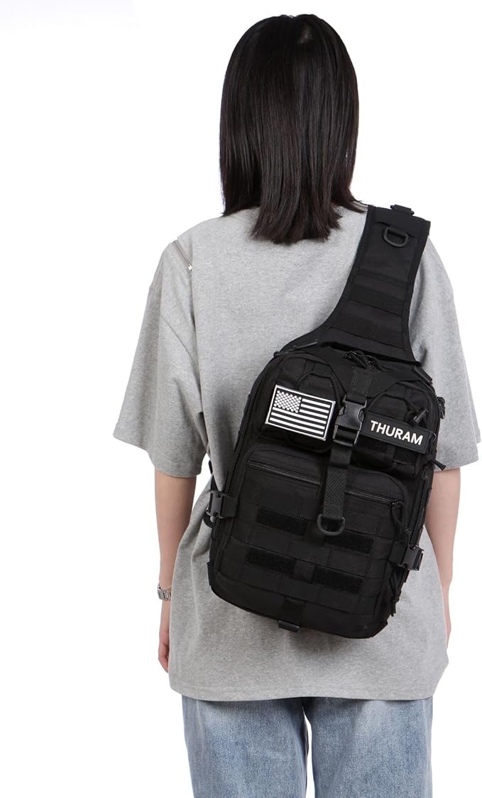 Outdoor Tactical Bag Fishing Military Sport Bag Pack Sling Shoulder Backpack for Every Day Carry (Black)