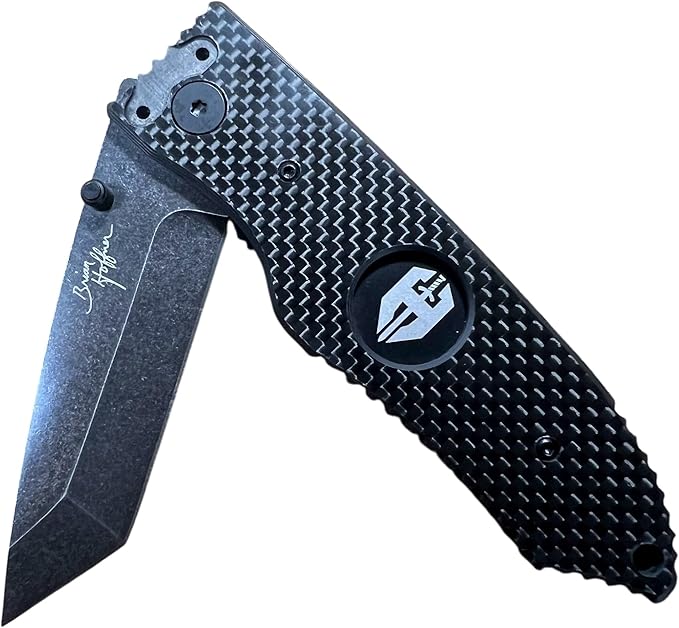 HOFFNER 3.5 EDC Folding Knife with Pocket Clip VG10 Japanese Stainless Steel Black Acid Washed Tanto Blade - (Carbon Fiber 3D Smooth Texture Grip) - Camping Hiking Outdoor Survival