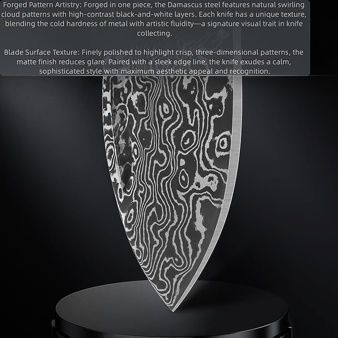 Damascus Steel Knife Knives for Men HRC 60 Natural Bone Handle Hand-Forged Damascus Folding Knife Gifts for Hunters Men who have Everything Camping Knives &amp Tools Gift Ideas for Boyfriend