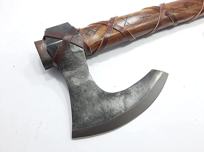 Custom Handmade High Carbon Steel Axe Viking Axe with Leather Sheath.