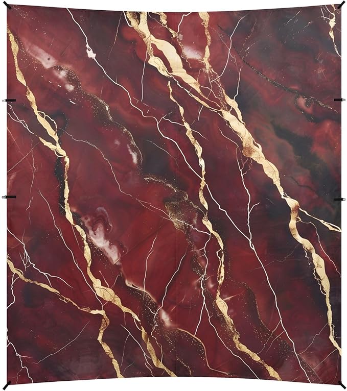 ALAZA Dark Red Marble Gold Veins Beach Tent Sun Shelter Portable Canopy Sunshade for Outdoor Camping Picnics Backyard Fun 10x9 ft