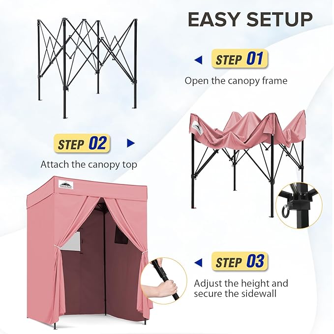 EAGLE PEAK Flex Compact 5x5 Pop-up Canopy Changing Room Portable Privacy Dressing Room for Indoor Fashion Photoshoots Camping or Pool Pink