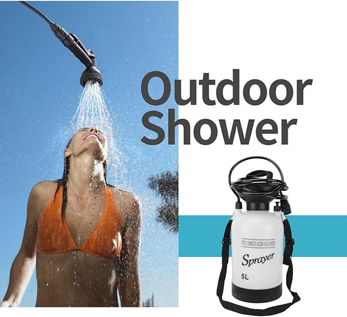 Luocute Portable Shower 5L Outdoor Camping Shower Pump with 360Deg Rotating Nozzle and Pressure Release Valve for Hiking Travel Beach Pet Car Wash
