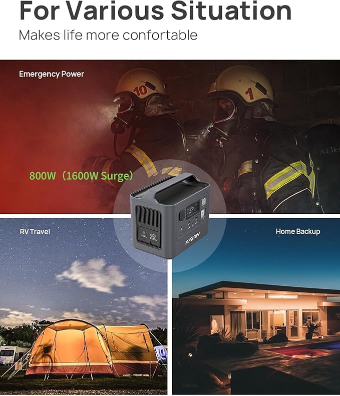 AFERIY Nomad800 Power Station with 200W ETFE Foldable bracket Solar Panels 512Wh Solar Generator for Camping CPAP RVs