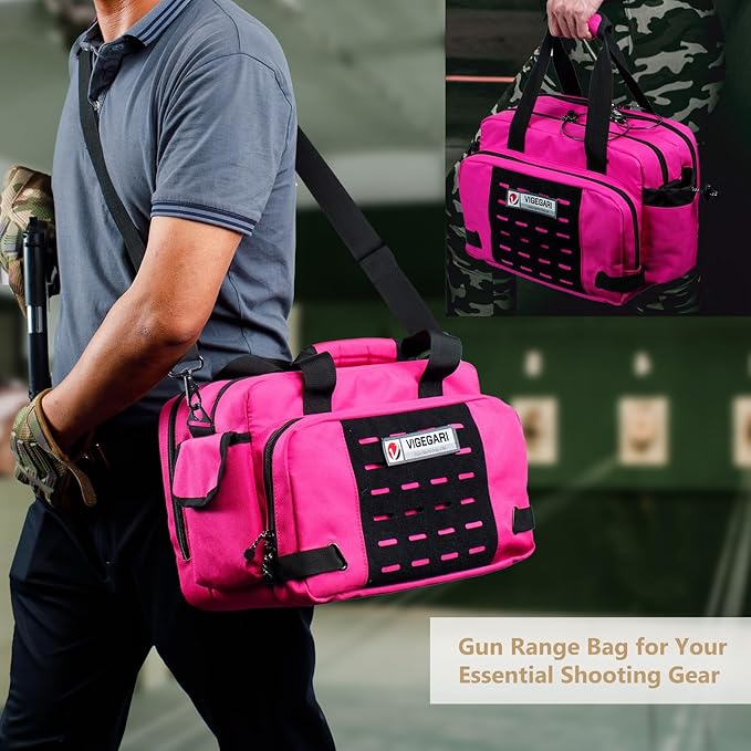 Tactical Pistol Range Bag for 3 Handguns Gun Range Bag with 6 Magazine Slots Lockable Zippers Ammo Storage MOLLE Handgun Case for Shooting Range Accessories