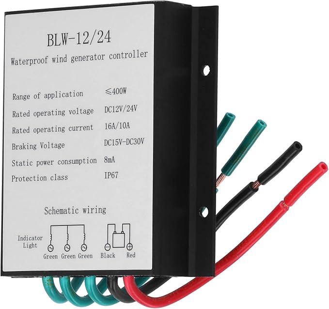 Wind Turbine Charging Controller High Efficiency IP67 Waterproof 10-16A DC12/24V Aluminum Alloy Generator Controller (for Wind Turbine)