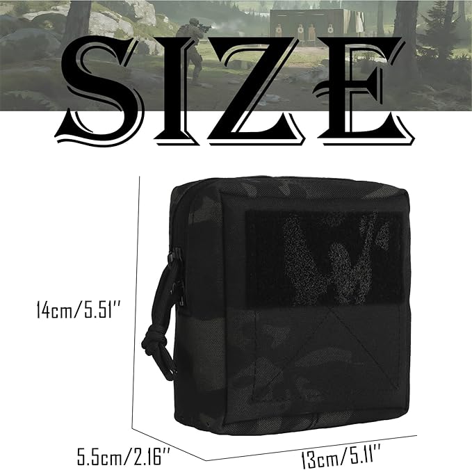 Tactical Molle Admin Pouch Multifunctional Outdoor Sports and Leisure Waist Bag Small GP General Purpose Pouches with Loop Panel for Vest Gun Belts Backpack Etc