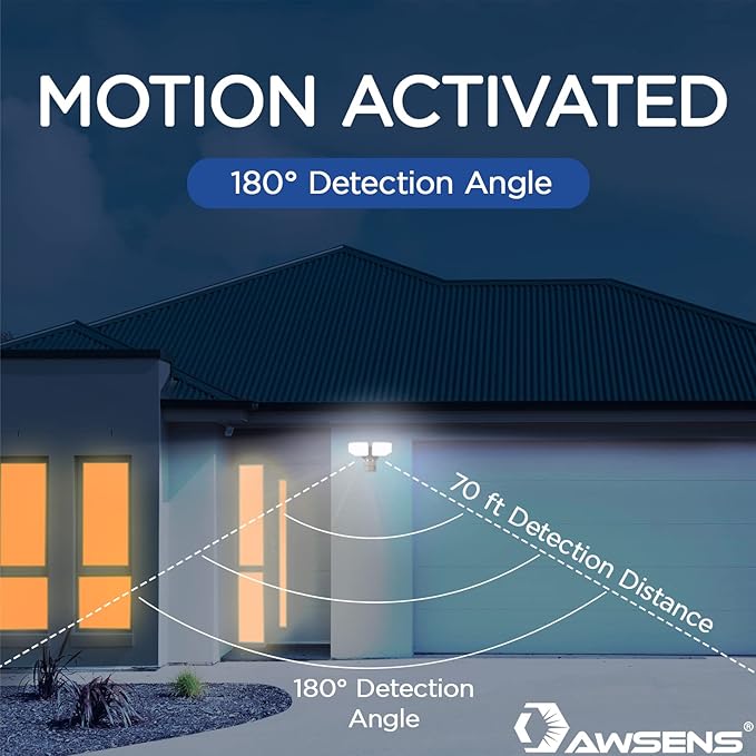 30W LED Security Lights Motion Sensor Light Outdoor 180 Degree 2600 LM 5100 K ETL Water Resistant 2 Head Motion Detector Flood Light for Garage Yard Porch (Bronze)