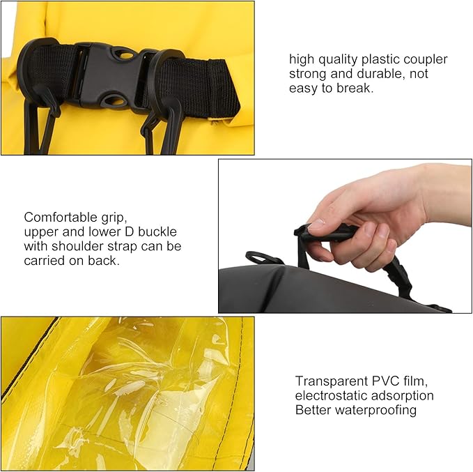 60l Dry Bag Double Air Nozzle Water Proof Backpack Electrostatic Adsorption Dry Storage Bag Backpack with Shoulder Strap for Travel Swimming Boating Kayaking