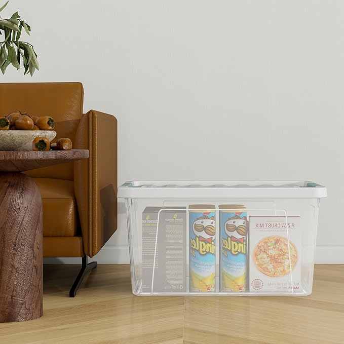 35 Quart Clear Lidded Storage Bins Plastic Latching Organizer Boxes 6 Pack