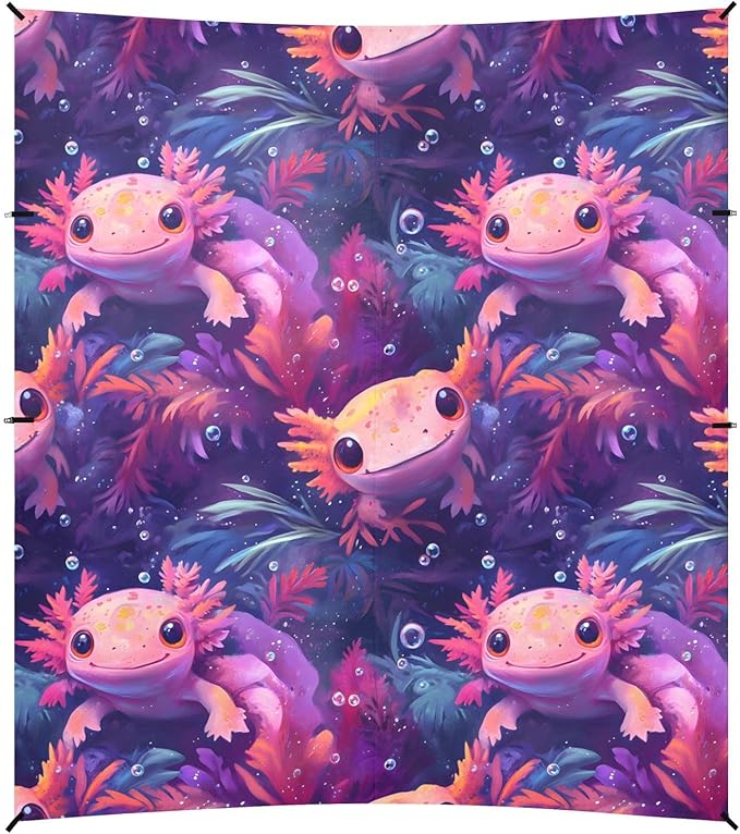 ALAZA Salamander Seaweed Bubbles Pattern Beach Tent Sun Shelter Portable Canopy Sunshade for Outdoor Camping Picnics Backyard Fun 10x9 ft