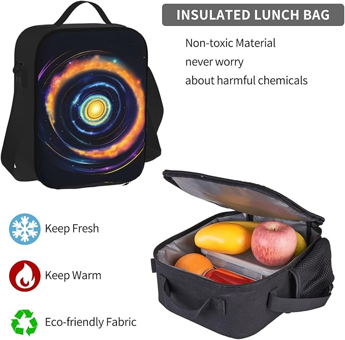 3pcs Backpack Sets Space Spiral Cosmic Energy Printed Backpacks Set With Lunch Bag Pencil Pouch