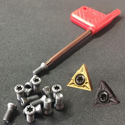 21pcs TCMT32.51 TCMT16T304 Carbide Turning Inserts Replacement Inserts for Lather Tool Holder with M4x10 Alloy Steel Hex Screws and T15 Wrench for Stainless Steel and Steel