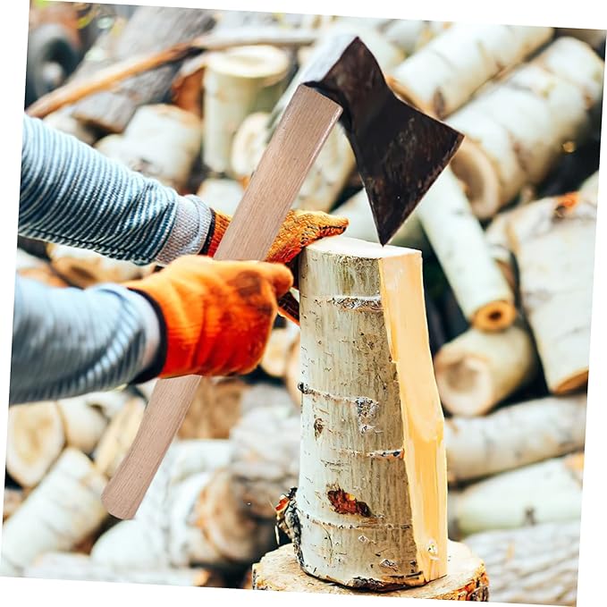 1 Set Wooden Axe Handle Replacement with Durable Wedges Woodworking Tool Skid Grip for Camping and Outdoor Use Sturdy and Easy to Install