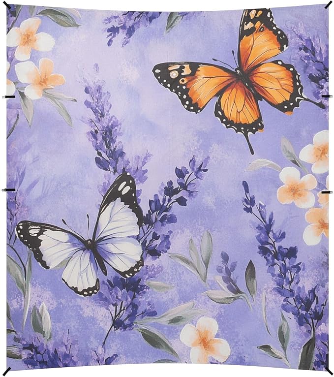 ALAZA Lavender Butterflies Spring Floral Beach Tent Sun Shelter Portable Canopy Sunshade for Outdoor Camping Picnics Backyard Fun 10x9 ft