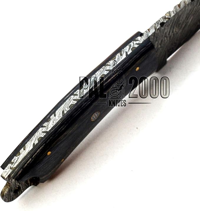 PAL 2000 KNIVES BOW-9684 Custom Forged Damascus Steel Fixed Blade Hunting Knife with Sheath