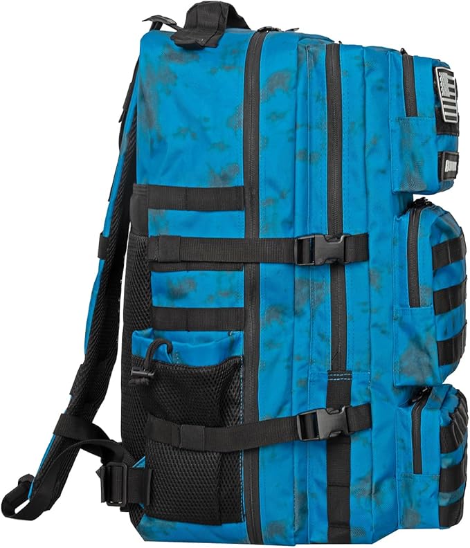 55L Military Tactical Backpack - Bug Out Bag with MOLLE System for Hiking(Blue tie dye)
