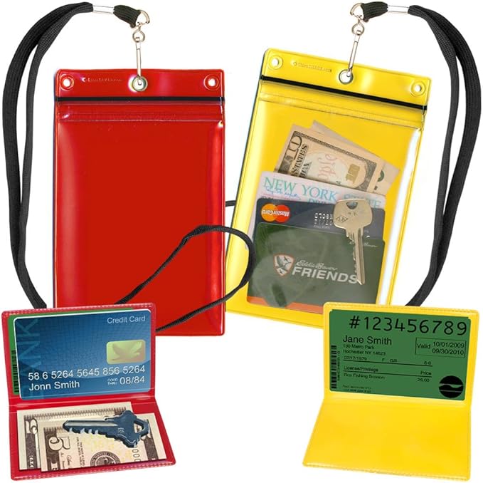 StoreSMART - Fisherman &amp Boating Wallet Set - 2 Plastic Zippered Wallets w/Lanyards 2 Plastic Folding Card Holders