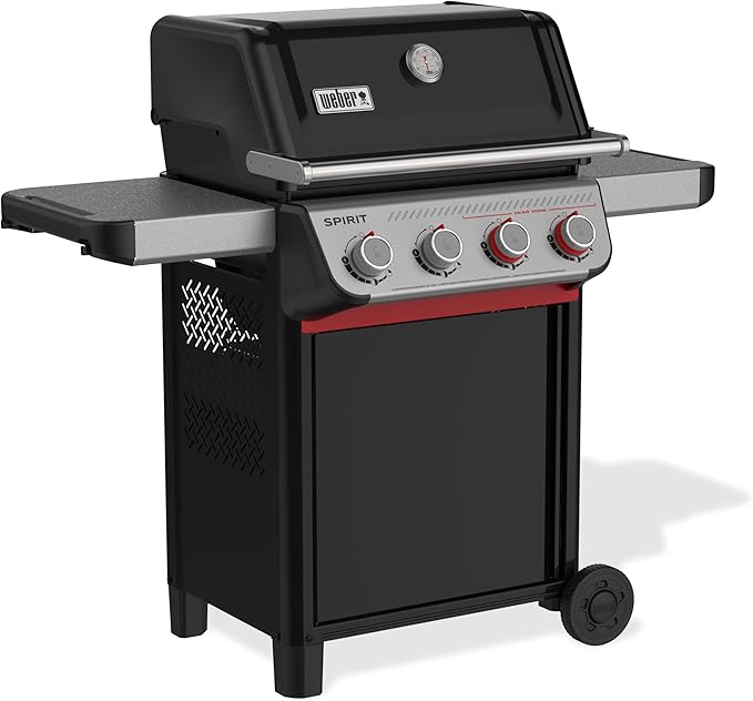 Weber Spirit E-425 Liquid Propane Gas Grill for Outdoor Cooking and BBQ 4 Burner Black – Porcelain-Enameled Cast-Iron Grates 2 Boost Burners &ampSear Zone