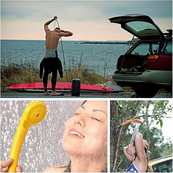 12V Camping Shower Portable Car Washer D-C Car Shower High Pressure Power Washer Electric Pump for Outdoor Camping Travel 2021(Yellow)