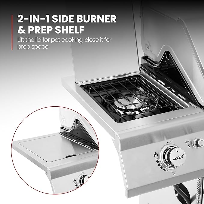 Royal Gourmet GA6402S 6-Burner Propane Gas Grill with Side Burner and Warming Rack 74000 BTUs Cabinet Style Outdoor BBQ Grill for Barbecue Grilling &amp Backyard Cooking Silver