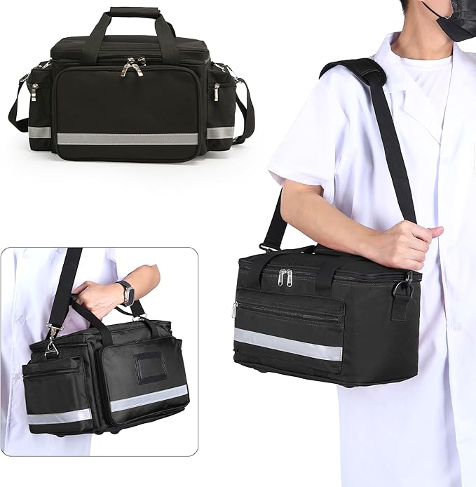 First Aid Bag Medical Empty Bag Emergency Responder Trauma Bag Empty Professional First Aid Kits Storage Medical Bag with Inner Dividers and No-Scratch Bottom Home Health