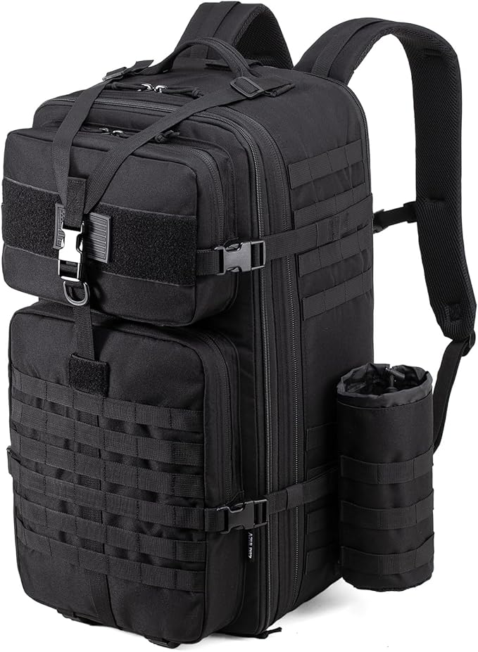 Tactical Backpack for Men 50L/60L/70L Expandable Military tactical Backpack Waterproof MOLLE Hiking &amp Camping Rucksack with Water Bottle Bag Assault Pack &amp Bug Out Bag for Outdoor